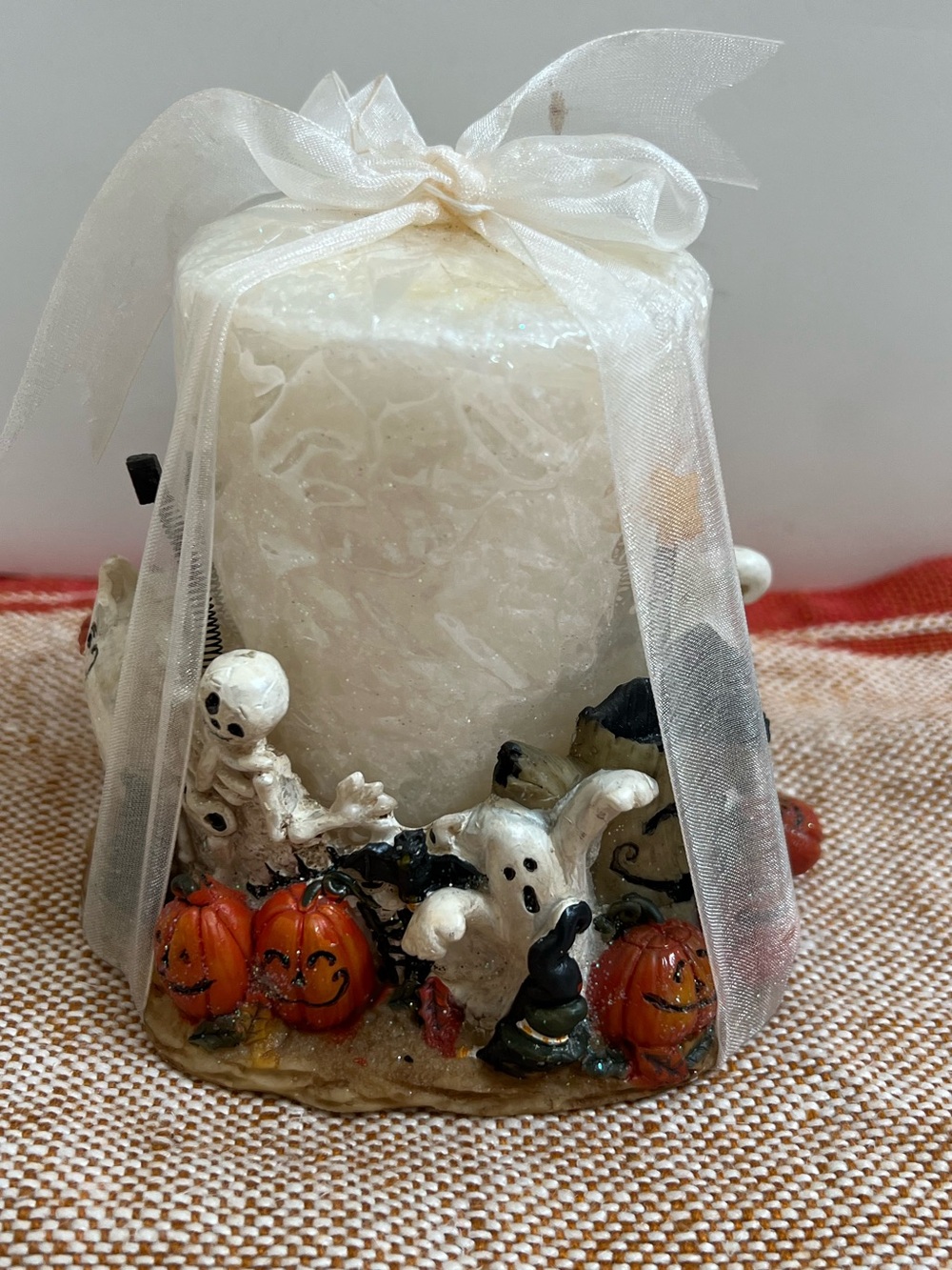 Halloween Candle Holder Ring NEW Ghosts Pumpkins Skeletons Bats Wrapped Glitter